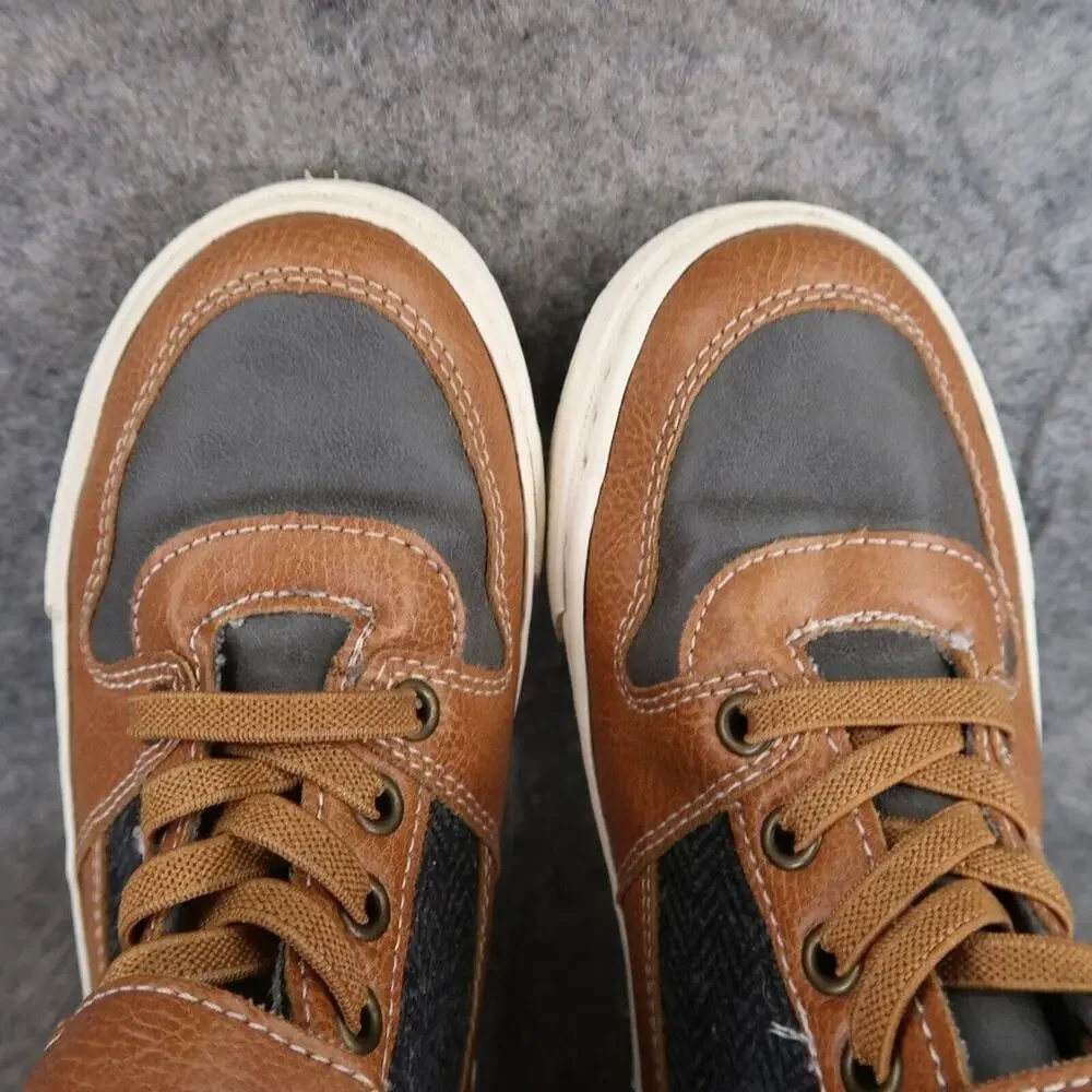 Gymboree Shoes Kids 13 Sneakers Boots High Top Casual Brown Grey Boys Easy On
